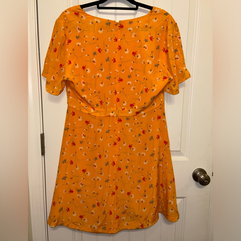 Madewell Silk Belladonna Painted Dress in Carnations Size 12 - Picture 7 of 13